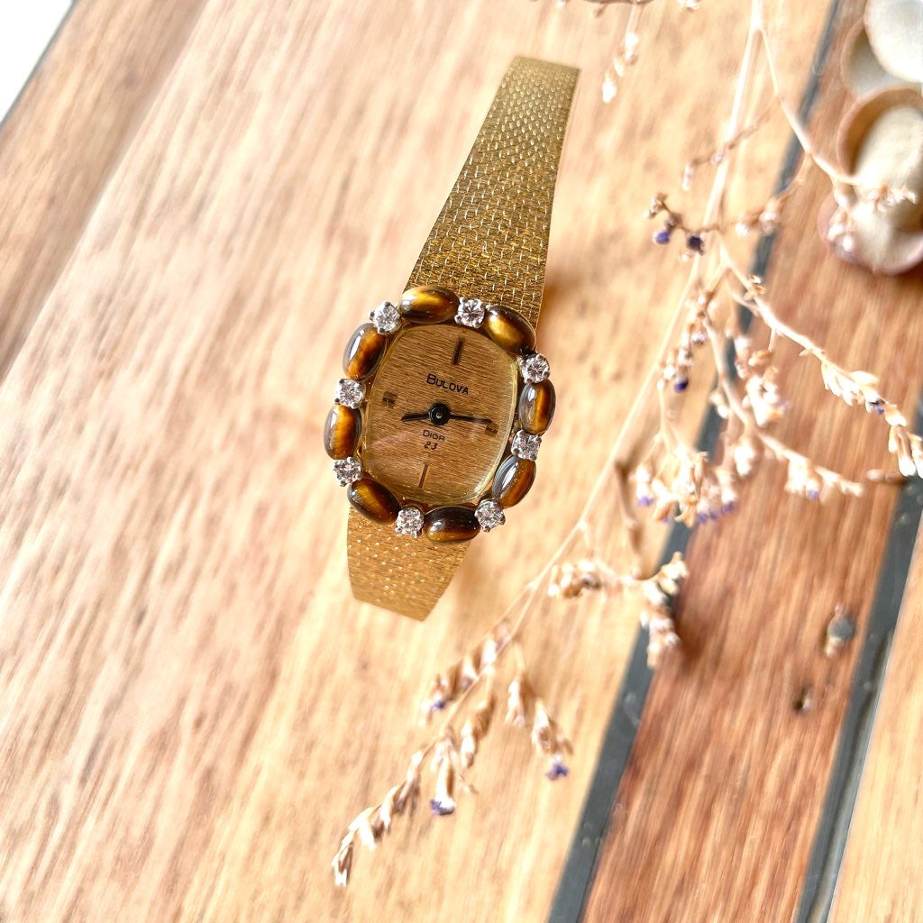 【BULOVA】ブローバ　14金　メレダイヤ　手巻き腕時計　稼働品✨️美品✨️