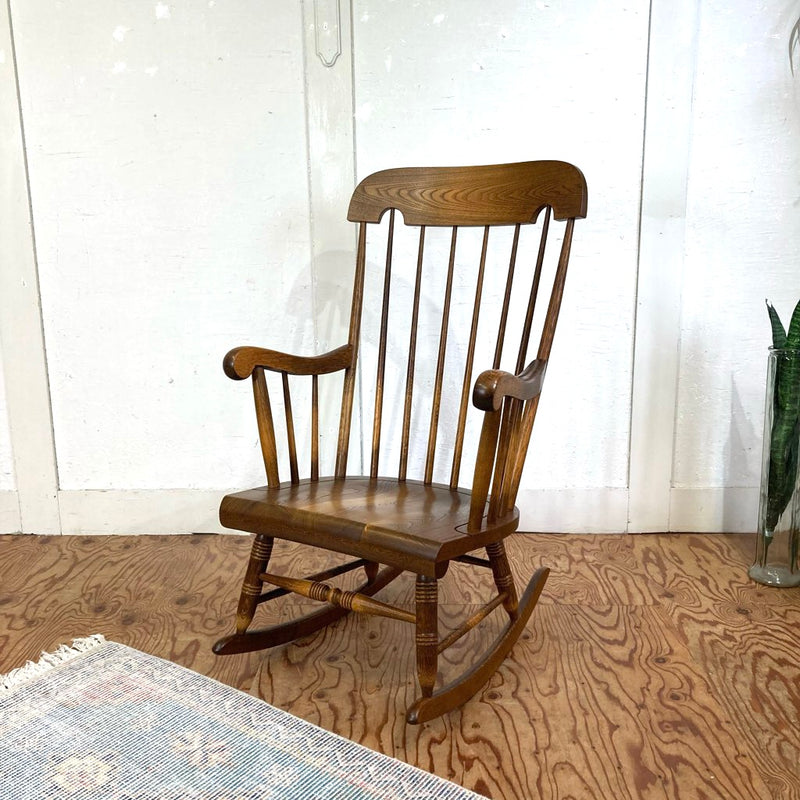 鳥取家具　ロッキングチェア　レザー　ゆらゆら　木製椅子　ダークブラウン　ブラック