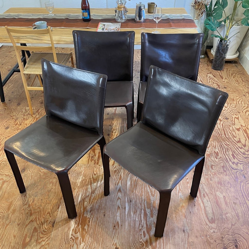 カッシーナ / Cassina キャブ アームレスチェア 412 タバコ マリオ・ベリーニ 中古 ブラウン 本革 – RESTYLE