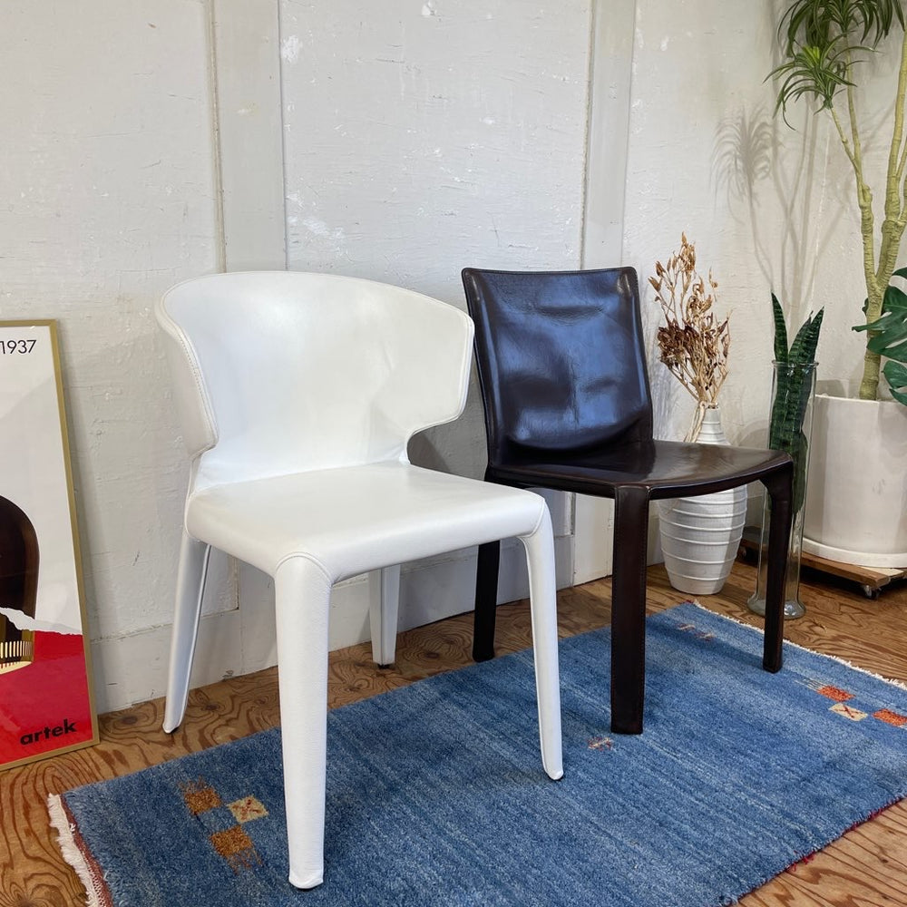 カッシーナ / Cassina 367 HOLA オラ アームチェア 革 白 ホワイト ハンス・ウェッツスタイン 中古 – RESTYLE