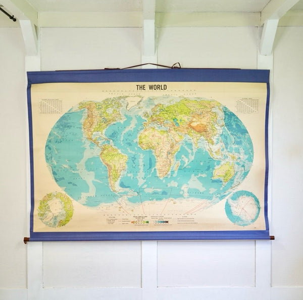 GERGE PHILIP AND SON 1975年の世界地図 大きな壁掛け地図 ヴィンテージ