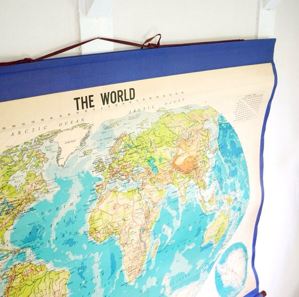 GERGE PHILIP AND SON 1975年の世界地図 大きな壁掛け地図 ヴィンテージ