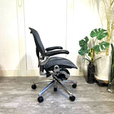 ハーマンミラー / HermanMiller アーロンチェア / Aeron Chairs タキシードブルーブラック ポリッシュドアルミベース クラシック  Bサイズ