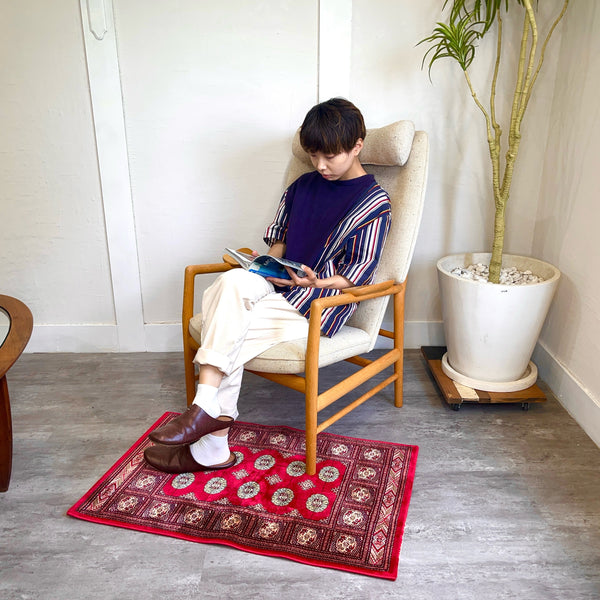 ペルシャ絨毯 額縁文様 敷物 ラグ 玄関マット 手織り ウール W59