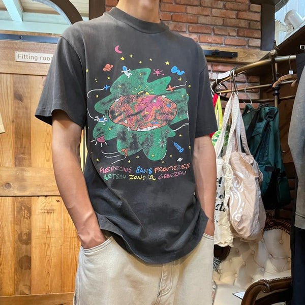 【古着】90s プリントTシャツ フェードブラック