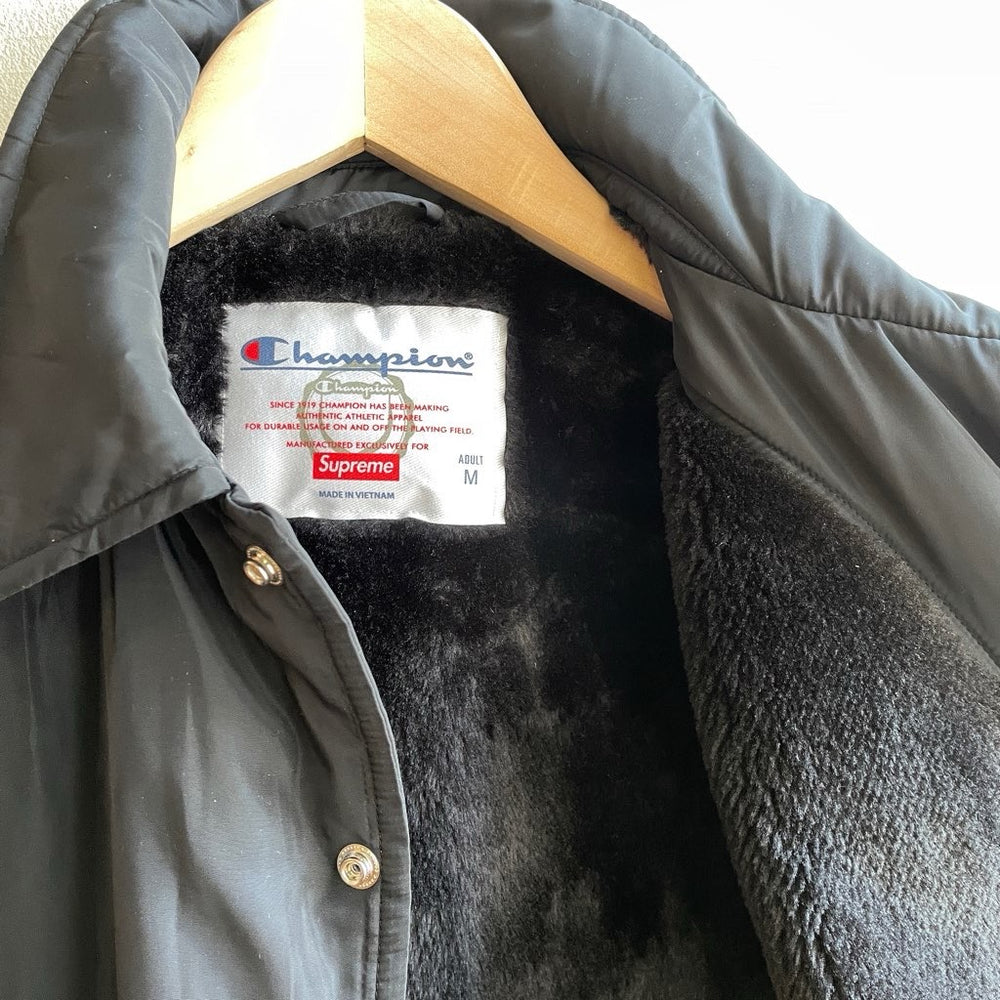 古着】Supreme x champion 18AW コーチジャケット 裏ボア ブラック ア アウター かっこいい 中古 – Restyle