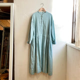 【古着】アトリエナルセ / atelier naruse  リネンシャツギャザーワンピース / shirt gather one-piece  アクアブルー / aqua blue