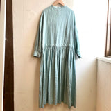 【古着】アトリエナルセ / atelier naruse  リネンシャツギャザーワンピース / shirt gather one-piece  アクアブルー / aqua blue