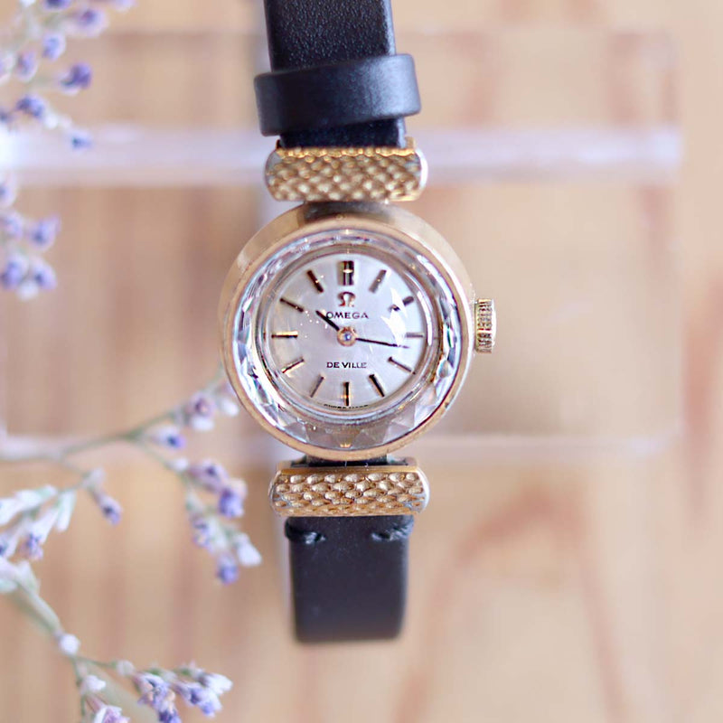 【1964年製】OMEGAオメガ　カットガラス　レザーベルト　自動巻腕時計