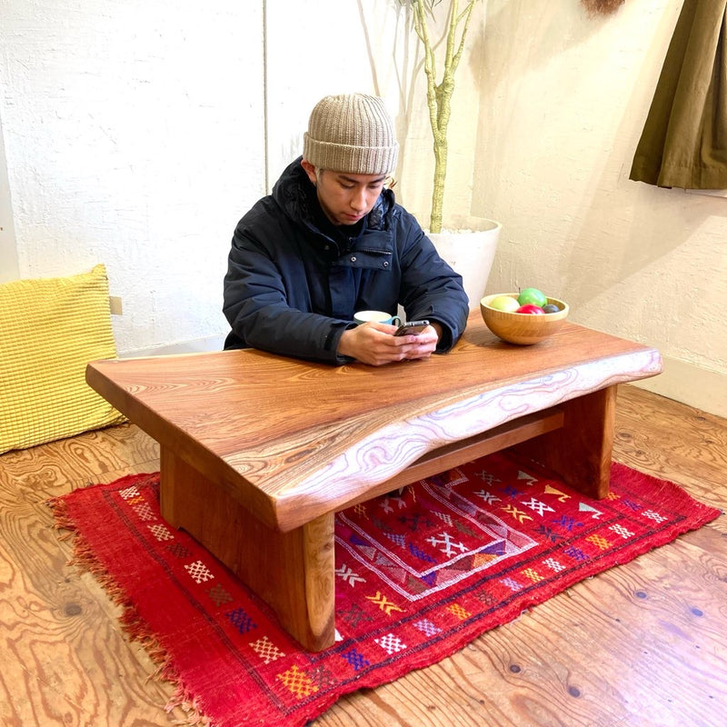 座卓 天然木 輪切り 無垢材 一枚板 ローテーブル - テーブル