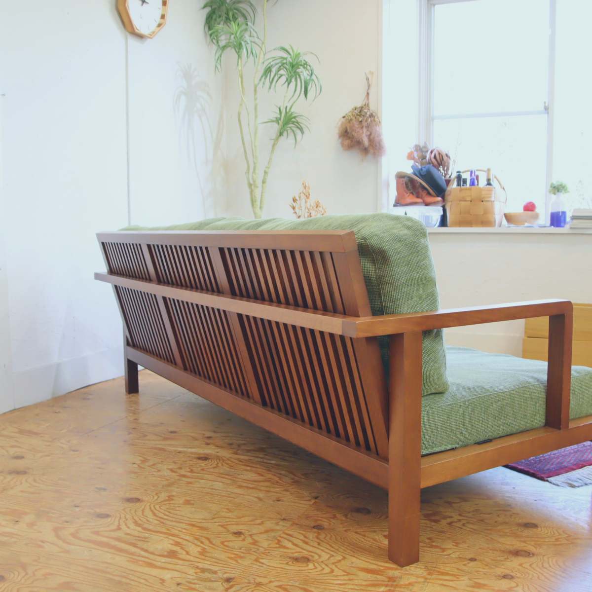 フランネルソファ / FLANNEL SOFA ストランド / STRAND 3人掛けソファ 3Pソファ グリーン 木製 中古 – RESTYLE