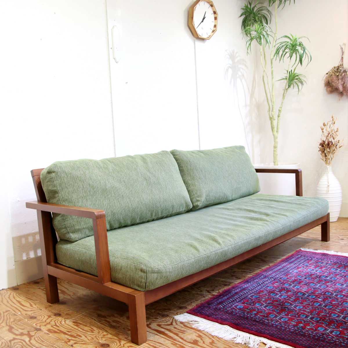 フランネルソファ / FLANNEL SOFA ストランド / STRAND 3人掛けソファ 3Pソファ グリーン 木製 中古 – RESTYLE