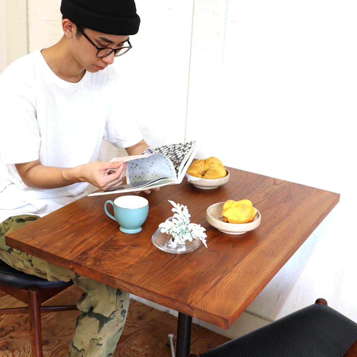 グリニッチ オリジナル ファニチャー / greeniche original furniture カフェテーブル ダイニング ウォールナット無垢 中古